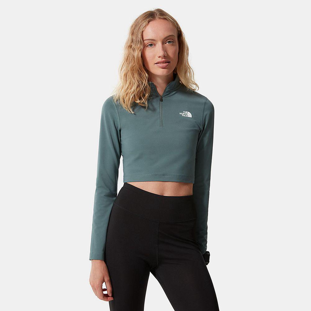 The North Face Crop Zip Through Γυναικεια Fleece - Πρασινο (AHPY28301)